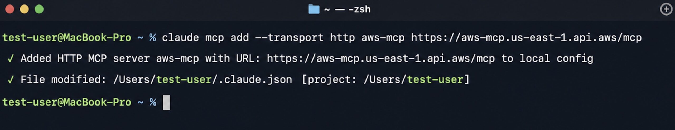 Thêm endpoint của AWS MCP Server vào cấu hình của Claude Code