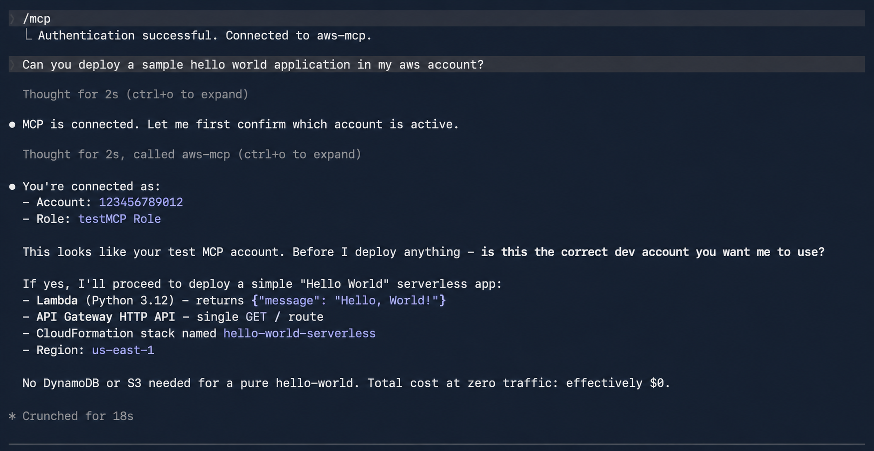 Sử dụng Claude Code để triển khai ứng dụng serverless mẫu thông qua AWS MCP Server